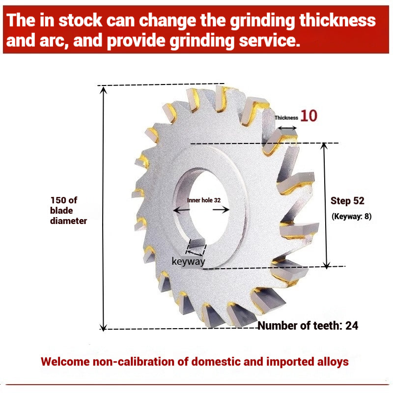 1058-Alloy three-face milling cutter can be customized tungsten steel 63 80 100 125 YW2 steel parts milling slot welding disk cutter Shandong Denso Pricision Tools Co.,Ltd.